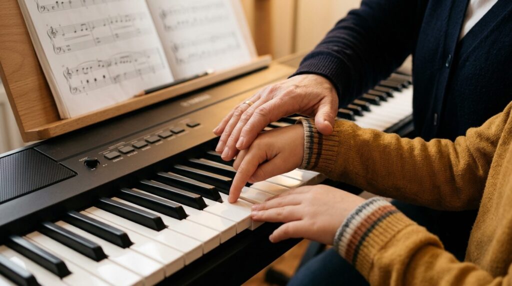 Close-up professional photograph of a childs hands learning